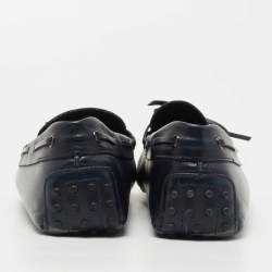 Pre Owned Tod's Navy Blue Leather Slip On Loafers Size 44