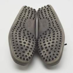 Pre Owned Tod's Grey Leather Slip On Loafers Size 44