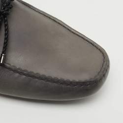 Pre Owned Tod's Grey Leather Slip On Loafers Size 44