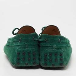 Tod's Green Suede Bow Slip On Loafers Size 43