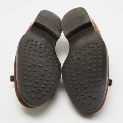 مملوكة مسبقًا Tod's Brown Suede Bow Slip On Loafers Size 45