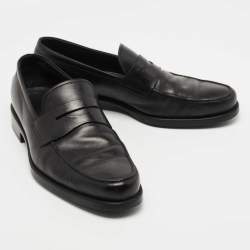 Pre Owned Tod's Black Leather Penny Loafers Size 45.5