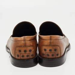 Pre Owned Tod's Brown Leather Slip On Loafers Size 45  