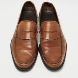 Pre Owned Tod's Brown Leather Slip On Loafers Size 45  