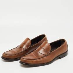 Pre Owned Tod's Brown Leather Slip On Loafers Size 45  