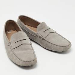 Pre Owned Tods Grey Suede Penny Gommini Loafers Size 42