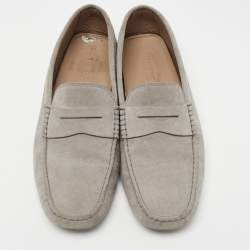 Pre Owned Tods Grey Suede Penny Gommini Loafers Size 42