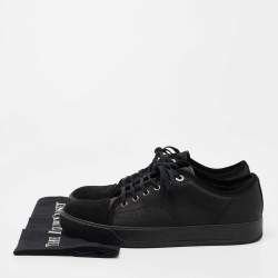 Pre Owned Lanvin Black Leather and Suede Lace Up Sneakers Size 41