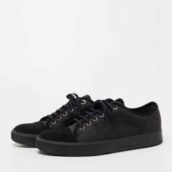 Pre Owned Lanvin Black Leather and Suede Lace Up Sneakers Size 41