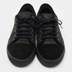 Pre Owned Lanvin Black Leather and Suede Lace Up Sneakers Size 41