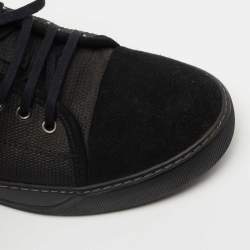 Pre Owned Lanvin Black Leather and Suede Lace Up Sneakers Size 41