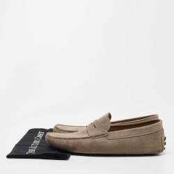 Pre Owned Tod's Grey Suede Gommini Slip On Loafers Size 42