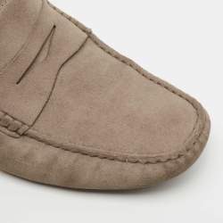 Pre Owned Tod's Grey Suede Gommini Slip On Loafers Size 42