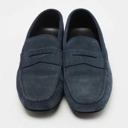 Pre Owned Tod's Blue Suede Gommini Loafers Size 41.5
