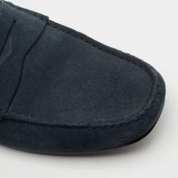 Pre Owned Tod's Blue Suede Gommini Loafers Size 41.5