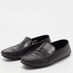 Tods Black Leather Gommino Driving Loafers Size 42