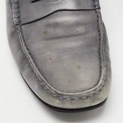 Tod's Grey Leather Penny Loafers Size 42