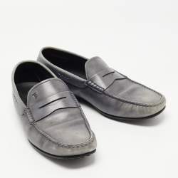 Tod's Grey Leather Penny Loafers Size 42