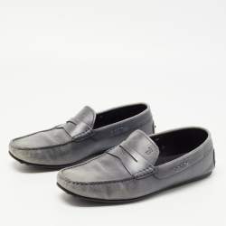 Tod's Grey Leather Penny Loafers Size 42