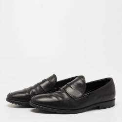 Tod's Black Leather Penny Slip On Loafers Size 39.5