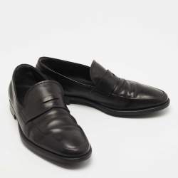 Tod's Black Leather Penny Slip On Loafers Size 39.5