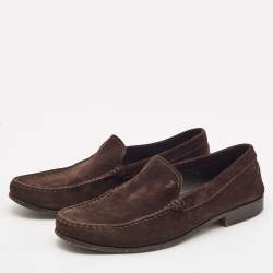 Tod's Dark Brown Suede Slip On Loafers Size 43