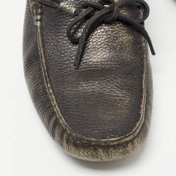 Tod's Metallic Leather Bow Slip On Loafers Size 42.5 