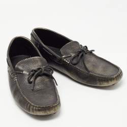 Tod's Metallic Leather Bow Slip On Loafers Size 42.5 