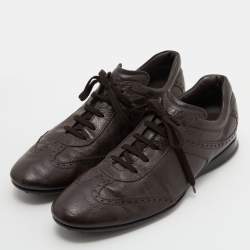Pre Owned Tod's Dark Brown Brogue Leather Lace Up Derby Size 44.5