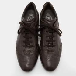 Pre Owned Tod's Dark Brown Brogue Leather Lace Up Derby Size 44.5