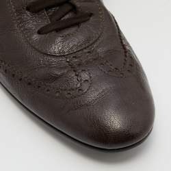 Pre Owned Tod's Dark Brown Brogue Leather Lace Up Derby Size 44.5