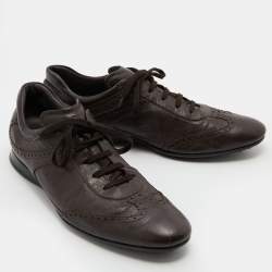 Pre Owned Tod's Dark Brown Brogue Leather Lace Up Derby Size 44.5
