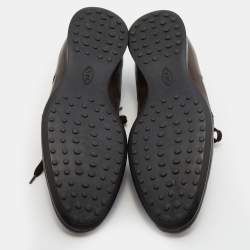 Pre Owned Tod's Dark Brown Brogue Leather Lace Up Derby Size 44.5