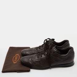 Pre Owned Tod's Dark Brown Brogue Leather Lace Up Derby Size 44.5