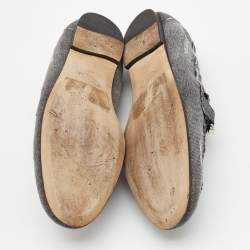 Tod's Dark Grey Denim Double T Crystal Embellished Loafers Size 41