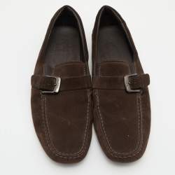 مملوكة مسبقًا Tod's Brown Suede Buckle Driver Loafers Size 44.5