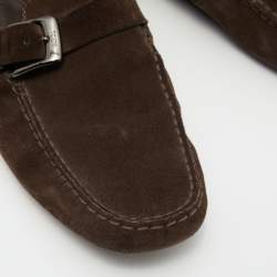 مملوكة مسبقًا Tod's Brown Suede Buckle Driver Loafers Size 44.5