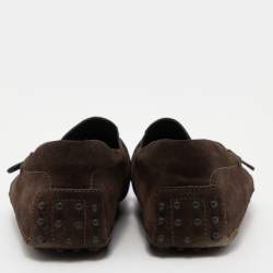 مملوكة مسبقًا Tod's Brown Suede Buckle Driver Loafers Size 44.5
