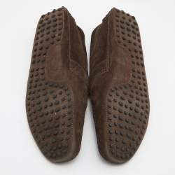 مملوكة مسبقًا Tod's Brown Suede Buckle Driver Loafers Size 44.5