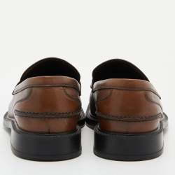 Pre Owned Tod's Brown Leather Slip on Loafers Size 41.5