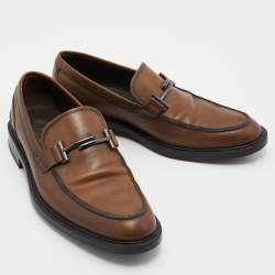 Pre Owned Tod's Brown Leather Slip on Loafers Size 41.5