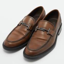 Pre Owned Tod's Brown Leather Slip on Loafers Size 41.5