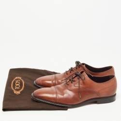 Pre Owned Tod's Brown Leather Lace Up Oxfords Size 42