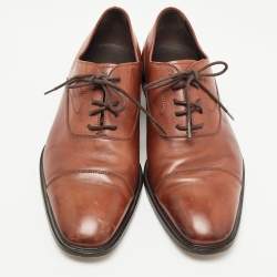 Pre Owned Tod's Brown Leather Lace Up Oxfords Size 42