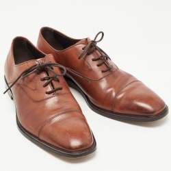 Pre Owned Tod's Brown Leather Lace Up Oxfords Size 42