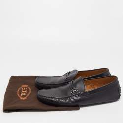 Pre Owned Tod's Black Leather Braided Bit Slip On Loafers Size 42