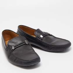 Pre Owned Tod's Black Leather Braided Bit Slip On Loafers Size 42