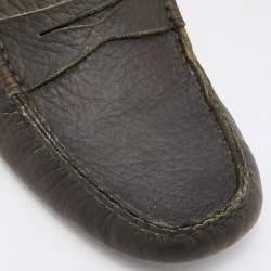 Tod's Olive Green Leather Penny Slip On Loafers Size 40