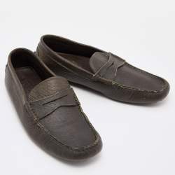 Tod's Olive Green Leather Penny Slip On Loafers Size 40