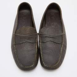 Tod's Olive Green Leather Penny Slip On Loafers Size 40